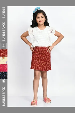 BAESD Girls Pack Of 4 Mini A-Line Pure Cotton Skirts