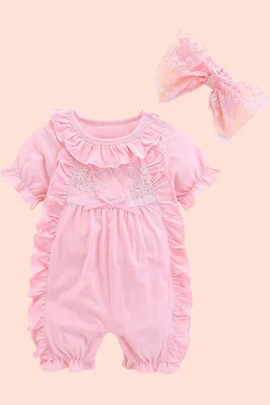 Stylecast Girl Puff Sleeves Ruffle Detail Rompers