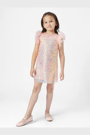 Nauti Nati Girls Embellished Cap Sleeves Net A-Line Dress