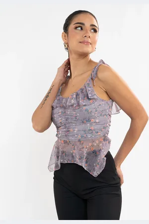 Stylecast Floral Print Ruffled Crop Top