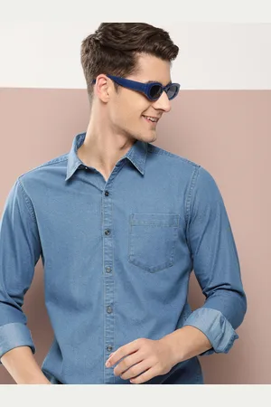 HARVARD Men Classic Slim Fit Pure Cotton Denim Casual Shirt