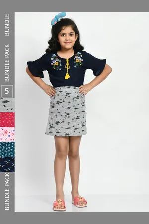 BAESD Girls Pack Of 5 Mini A-Line Pure Cotton Skirts