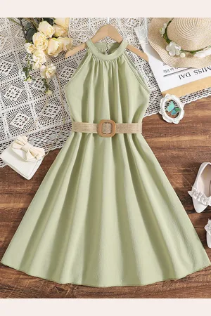 Stylecast Girls Green Sleeveless A-Line Maxi Dress