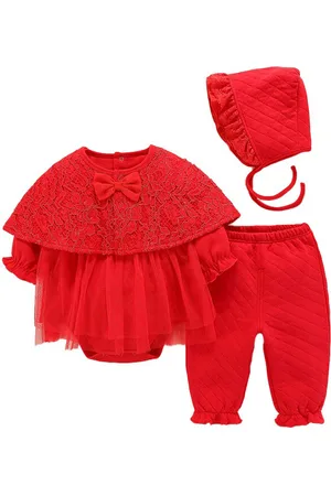 Stylecast Girls Red Self Design Top with Trouser