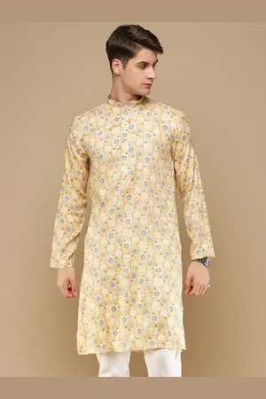 Sanwara Men Floral Printed Thread Work Summer Sheers Kurta