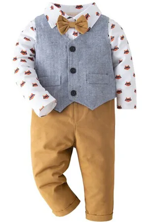 Stylecast Boys Printed Single-Breasted 4Pcs Suit