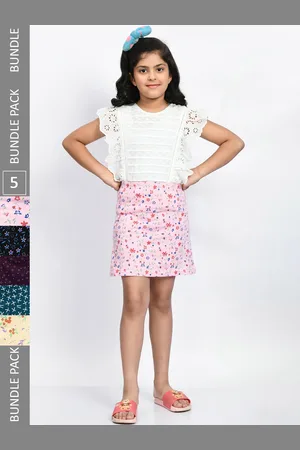 BAESD Girls Pack Of 5 Mini A-Line Pure Cotton Skirts
