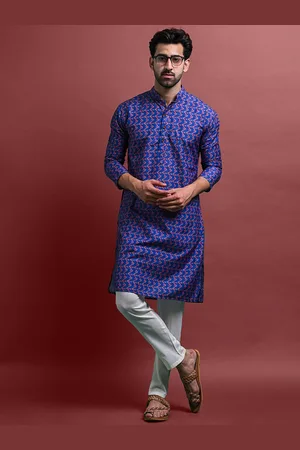 VESHAM Ethnic Motifs Printed Mandarin Collar Straight Kurta