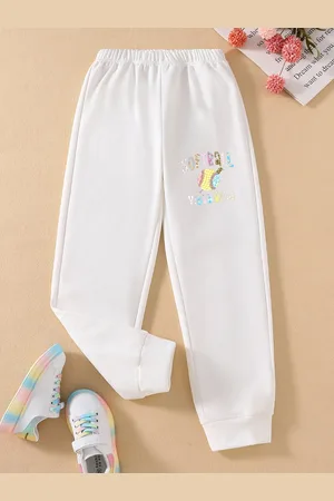 Stylecast Girls White Printed Original Mid-Rise Joggers