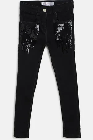 TALES & STORIES Girls Embellished Slim Fit Stretchable Jeans