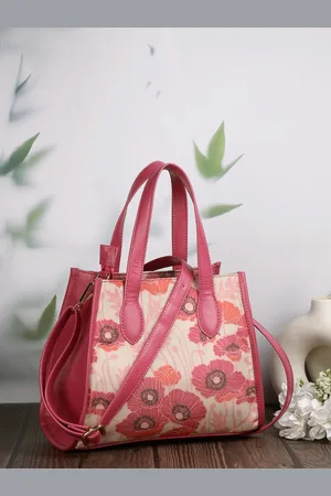 Sangria Floral Printed Structured Handheld Bag