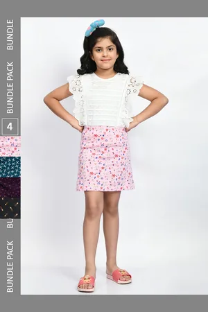 BAESD Girls Pack Of 4 Mini A-Line Pure Cotton Skirts
