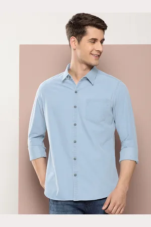 HARVARD Men Classic Slim Fit Faded Pure Cotton Denim Casual Shirt