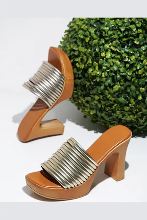 TRY ME Textured Open Toe Block Heels