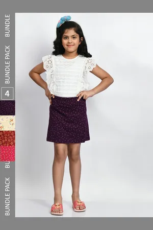 BAESD Girls Pack Of 4 Mini A-Line Pure Cotton Skirts