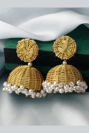 ATIBELLE Gold-Plated Beaded Classic Jhumkas