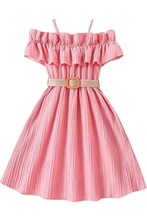 Stylecast Pink Girls Fit & Flare Belted Maxi Dress