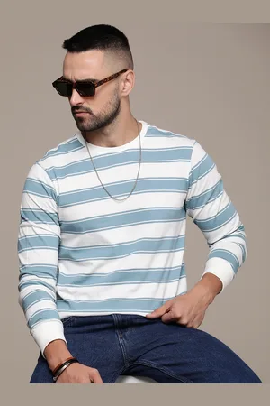 Roadster The Life Co. Pure Cotton Long Sleeves Striped Casual T-shirt