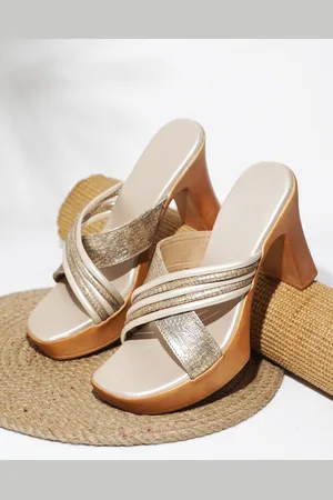 TRY ME Striped Open Toe Block Heels