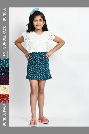 BAESD Girls Pack Of 5 Mini A-Line Pure Cotton Skirts