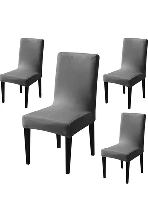 HOKIPO Grey 4 Pieces 200 GSM Velvet Chair Covers