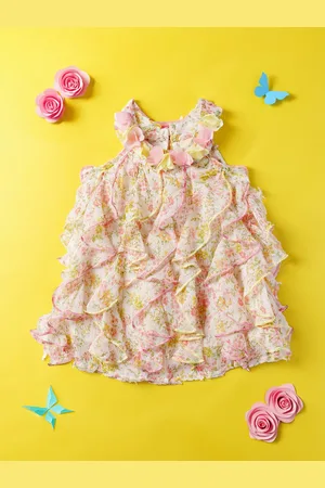 Nauti Nati Infant Girls Floral Print Ruffled Chiffon A-Line Dress