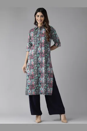 Cayman Women Printed Kantha Work Straight Kurta