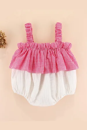 Stylecast Girls Shoulder Straps Checked Rompers