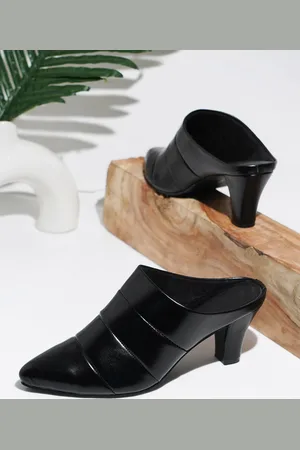 TRY ME Pointed Toe Block Heeled Mules