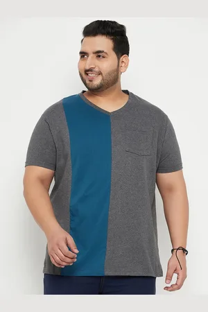 Bigbanana Plus Size Colourblocked V-Neck Cotton T-shirt