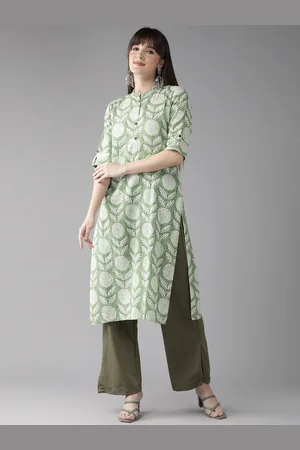 Cayman Women Ethnic Motifs Printed Kantha Work Straight Kurta