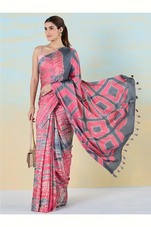 Liva Tie and Dye Liva Saree with Tassels