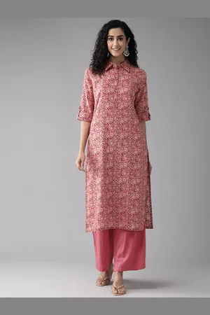 Cayman Women Ethnic Motifs Printed Kantha Work Straight Kurta