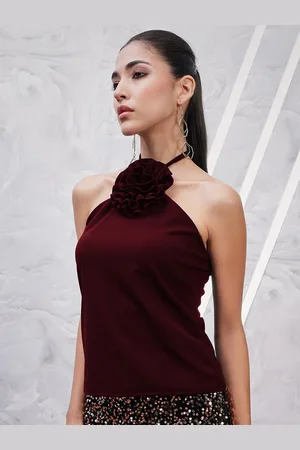 ATHENA Halter Neck Scuba Corsage Top