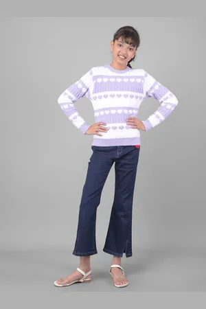 Crimsoune Club Girls Colourblocked Pullover Sweater