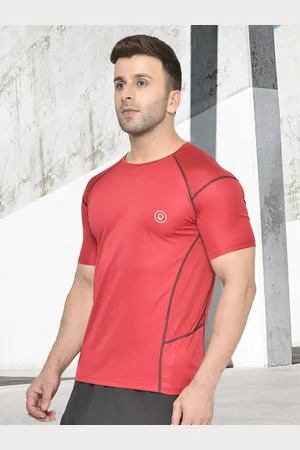 CHKOKKO Men Maroon Solid Round Neck Sports T-shirt