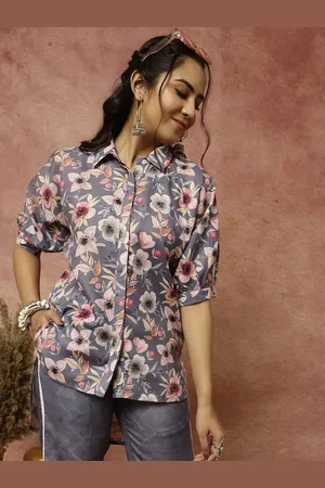 Jaipur Floral Printed Linen High Low Shirt With Trouser