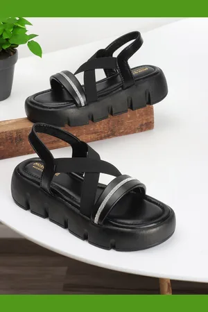 madam glorious Textured Open Toe Flatform Heels