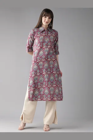 Cayman Women Ethnic Motifs Printed Kantha Work Straight Kurta