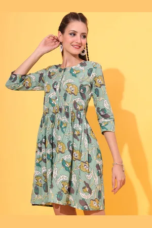 Jaipur Floral Printed Pure Cotton Printed A-Line Dress
