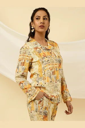 Jaipur Geometric Printed Long Sleeves Shirt With Trousers
