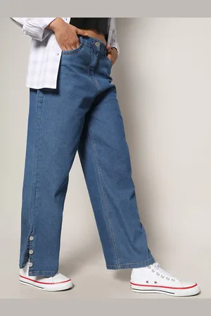 Campus Blue Women Smart Mid-Rise Baggy Light Fade Clean Look Cotton Jeans