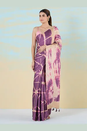Liva Tie and Dye Liva Saree with Tassels