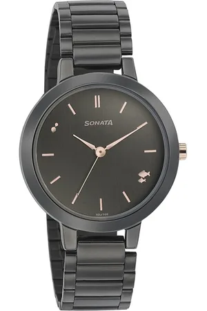 Sonata Women Grey Dial Bracelet Style Straps Analogue Watch NN8141KM03