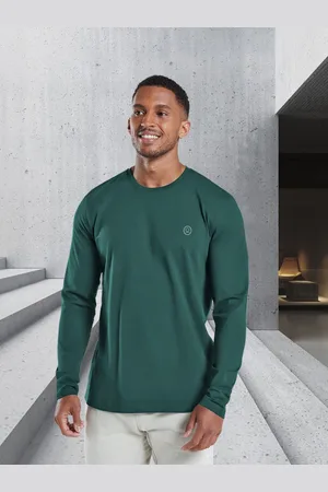 CHKOKKO Men Green Solid Round Neck Gym T-shirt