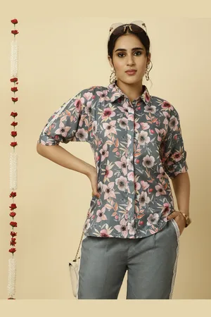 Jaipur Floral Printed Linen High Low Shirt With Trouser
