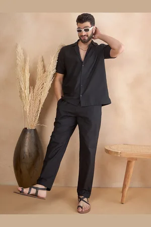 HERE&NOW Cuban Collar Pure Cotton Shirt & Trousers