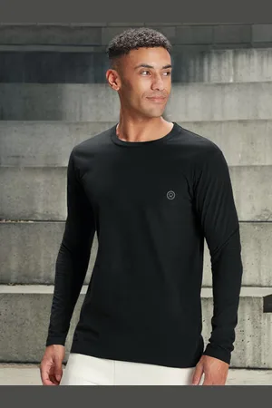 CHKOKKO Men Black Solid Round Neck Gym T-shirt