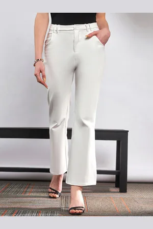 SASSAFRAS Women White Twill Parallel Trousers