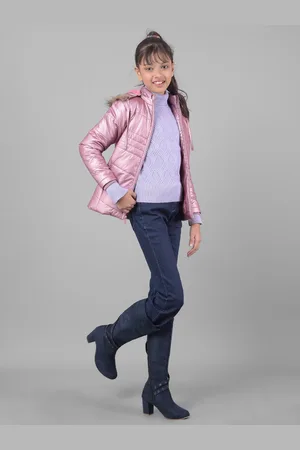 Crimsoune Club Girls Hooded Faux Fur Trim Puffer Jacket
